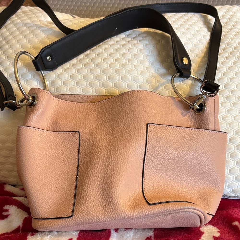Steve Madden Pink Pebbled Shoulder Bag with Black Strap